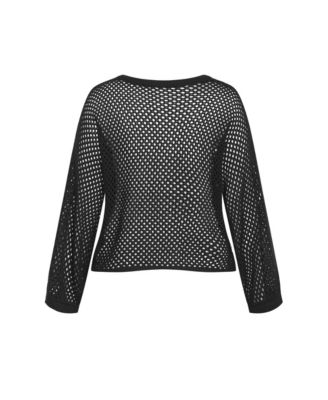 Women's Crochet Knit Long Sleeve Top