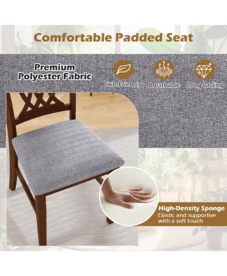 Dining Chairs Set of 2 w/Padded Seat Hollowed Backrest and Rubber Wood Frame