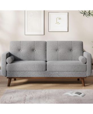 65" Loveseat Sofa, Boucle Upholstered 2-Seater Couch with Deep Seat for Small Spaces