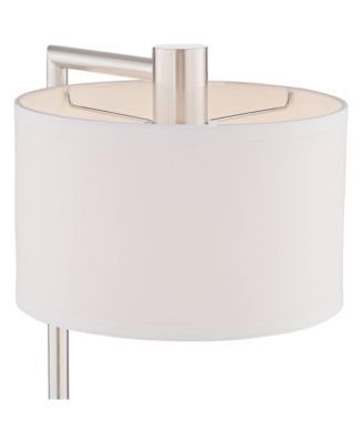 Colby Modern Desk Lamps High Set of 2 Brushed Nickel with USB and AC Power Outlet in Base Drum Shade for Bedroom Office