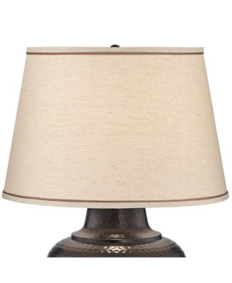 27.25" Tall Rustic Farmhouse Table Lamp with Hammered Bronze Finish and USB Dimmer