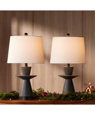 Fiona 24 1/2" High Mid Century Modern 3-Way Table Lamps Set of 2 USB Port Metal Living Room Charging