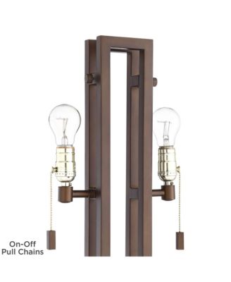 Gossard 30" Tall Large Industrial End Table Lamps Set of 2 Pull Chain Bronze Finish Metal Living Room