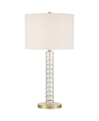 Cecil 31" Tall Large Modern End 3-Way Table Lamp Clear Brass Finish Acrylic Single  Shade Living Room Bedroom