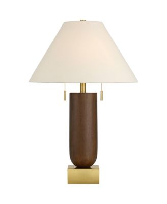  Madera 27 3/4" Brass and Wood USB Table Lamp Set of 2