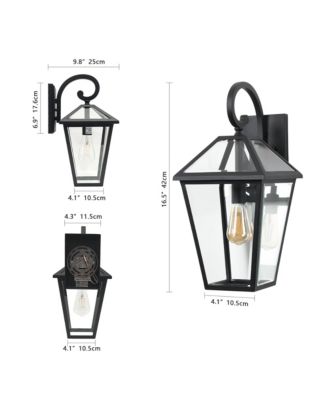 10" 2pcs Outdoor Wall Lanterns, Weatherproof Wall Sconce with Clear Glass Panels