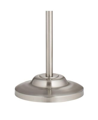 Abba Modern Tall Standing Floor Lamp Pole Twin Pull Chain Silver Metal Brushed Steel