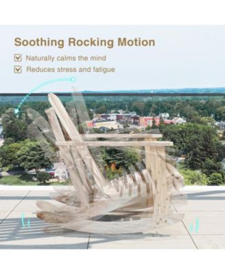 Adirondack Rocking Chair with Slatted Seat and High Fanned Back