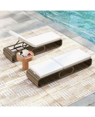 7-Position Adjustable PE Rattan Outdoor Chaise Lounge Chair
