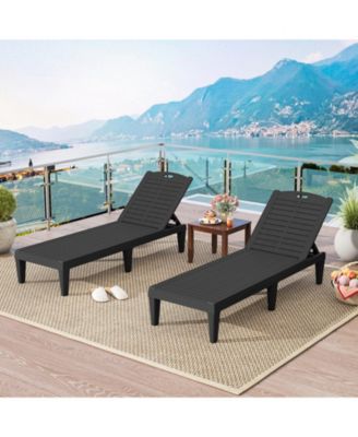 Outdoor PP Chaise Lounge Chairs Set of 2 with 4-Position Adjustable Backrests