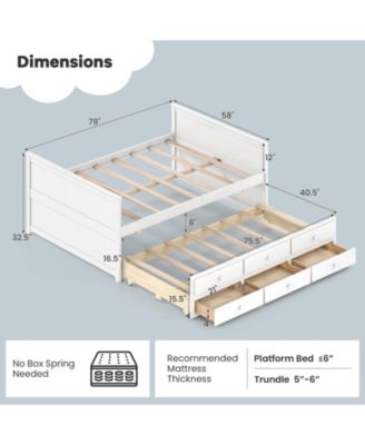 Full Bed Frame with Trundle and Storage Drawers