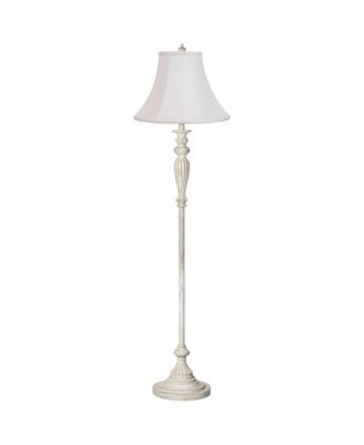 Vintage Shabby Chic Floor Lamp 60" Tall Antique Washed Fabric Bell Shade for Living Room Reading Office