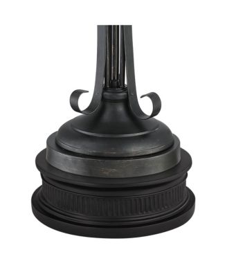 Industrial Rustic Farmhouse Floor Lamp 70" Tall with Riser 3-Light Wavy Amber Art Glass Shade for Living Room Reading