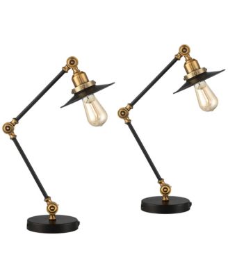 Taurus 20" High Small Farmhouse Desk Lamps Set of 2 USB Ports Adjustable Home Office Charging