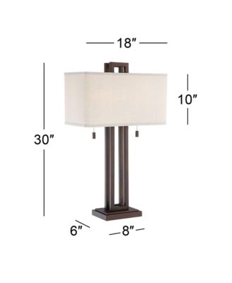 Gossard Modern Industrial Table Lamp 30" Tall Bronze with USB Charging Port  Rectangular Shade for Bedroom Living Room Office