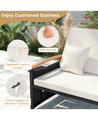 Outdoor Wicker Daybed with Folding Panels and Storage Ottoman