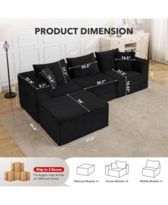 108" Cloud Sectional Sofa, Modular Boneless Couch with Memory Foam, No Assembly