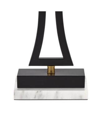 Roxie Modern Table Lamps Set of 2 with Marble Riser 31" Tall USB Charging Port Rectangular Fabric Shades for Bedroom House