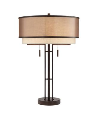 Andes Industrial Table Lamp 27 1/2" Tall Oil Rubbed Bronze USB Charging Port Double Shade for Bedroom Living Room Nightstand Home