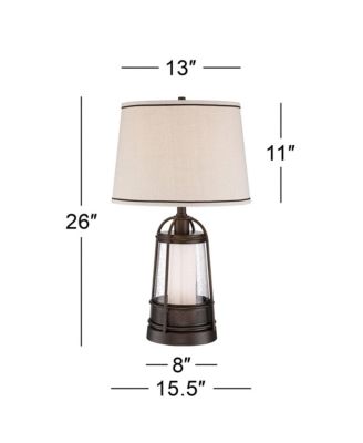 Hugh 26" Tall Rustic Farmhouse Lantern Table Lamps with LED Nightlights, Set of 2