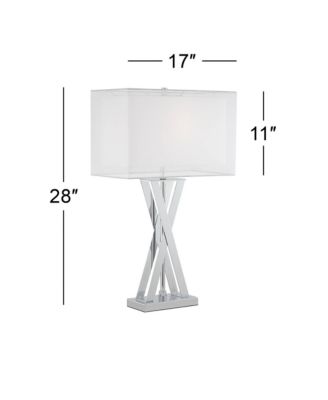Proxima 28" Tall X-Shaped Modern Table Lamps Set of 2 Silver Chrome Finish Metal Living Room Bedroom Bedside