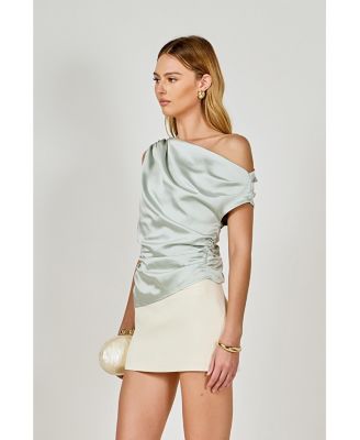 Women's A-symmetrical Off The Shoulder Satin Top