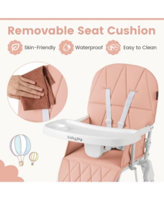 Toddler Foldable High Chair Easy Clean Compact Highchair w/ Removable Adjustable Tray