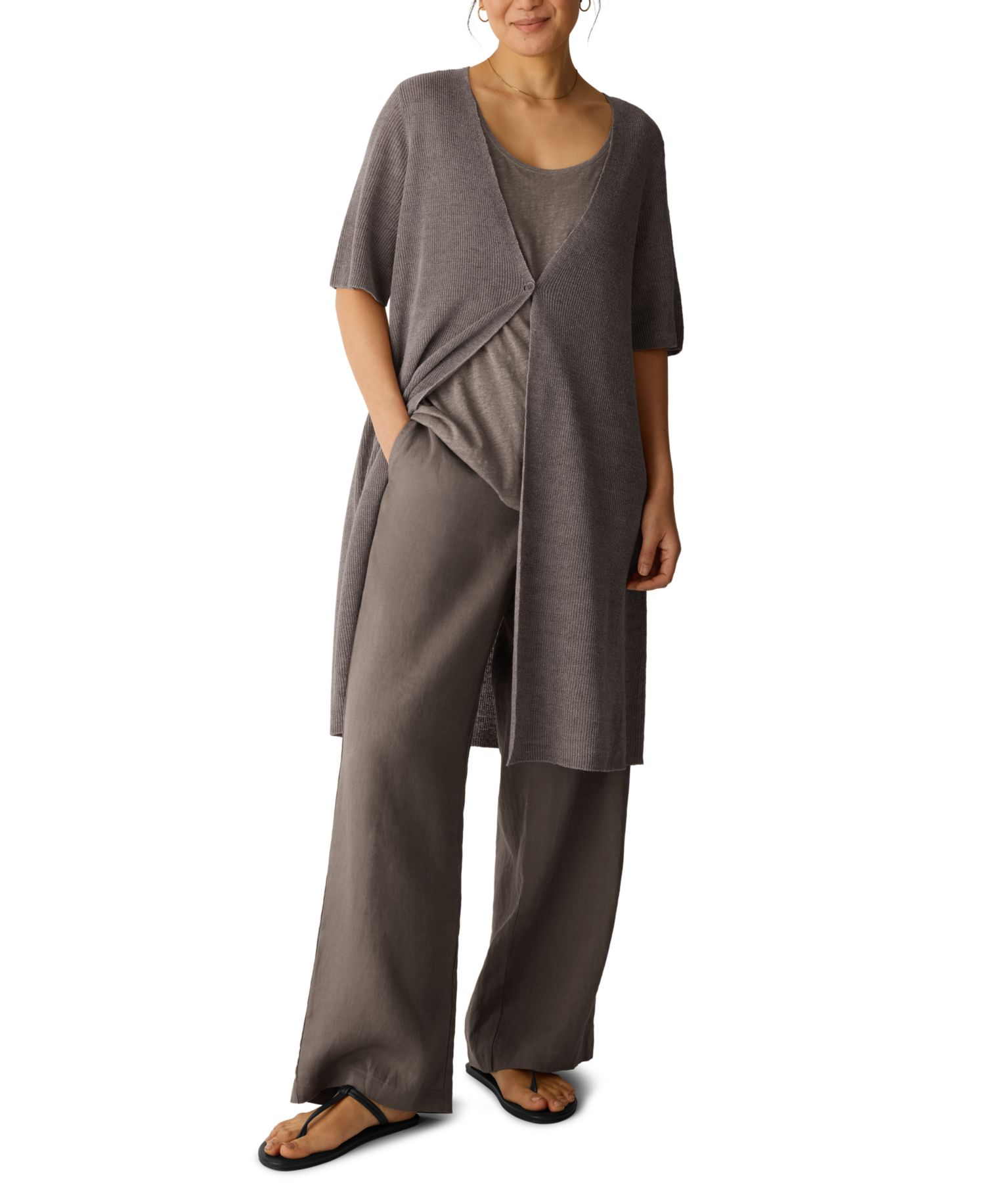 Women's V-Neck Short-Sleeve Cardigan Sweater