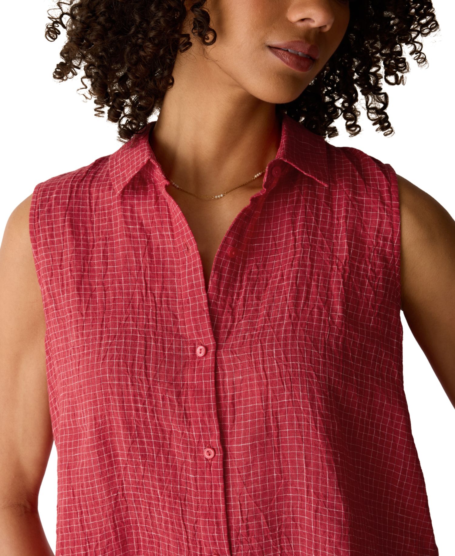 Women's Sleeveless Collared Shirt
