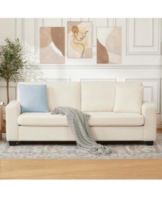 84" Loveseat Sofa, Teddy Velvet 3-Seater Couch with Deep Seat, Removable Cushions, Comfy Sofa for Living Room