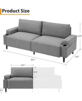 80.7" Loveseat Sofa, Fabric Sleeper Couch with Wood Frame, Easy Assembly for Apartment