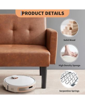 75.5" PU Leather Sofa Bed, Adjustable Recliner Couch with Legs for Living Room and Bedroom