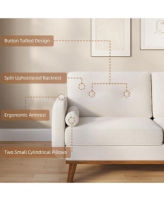 65" Loveseat Sofa, 3-Seater Deep Seat Couch with Linen Upholstery for Small Spaces