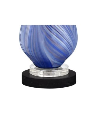 Taylor Modern Table Lamp with Round  Marble Riser 29" Tall  Art Glass Shade for Bedroom Living Room Bedside Office