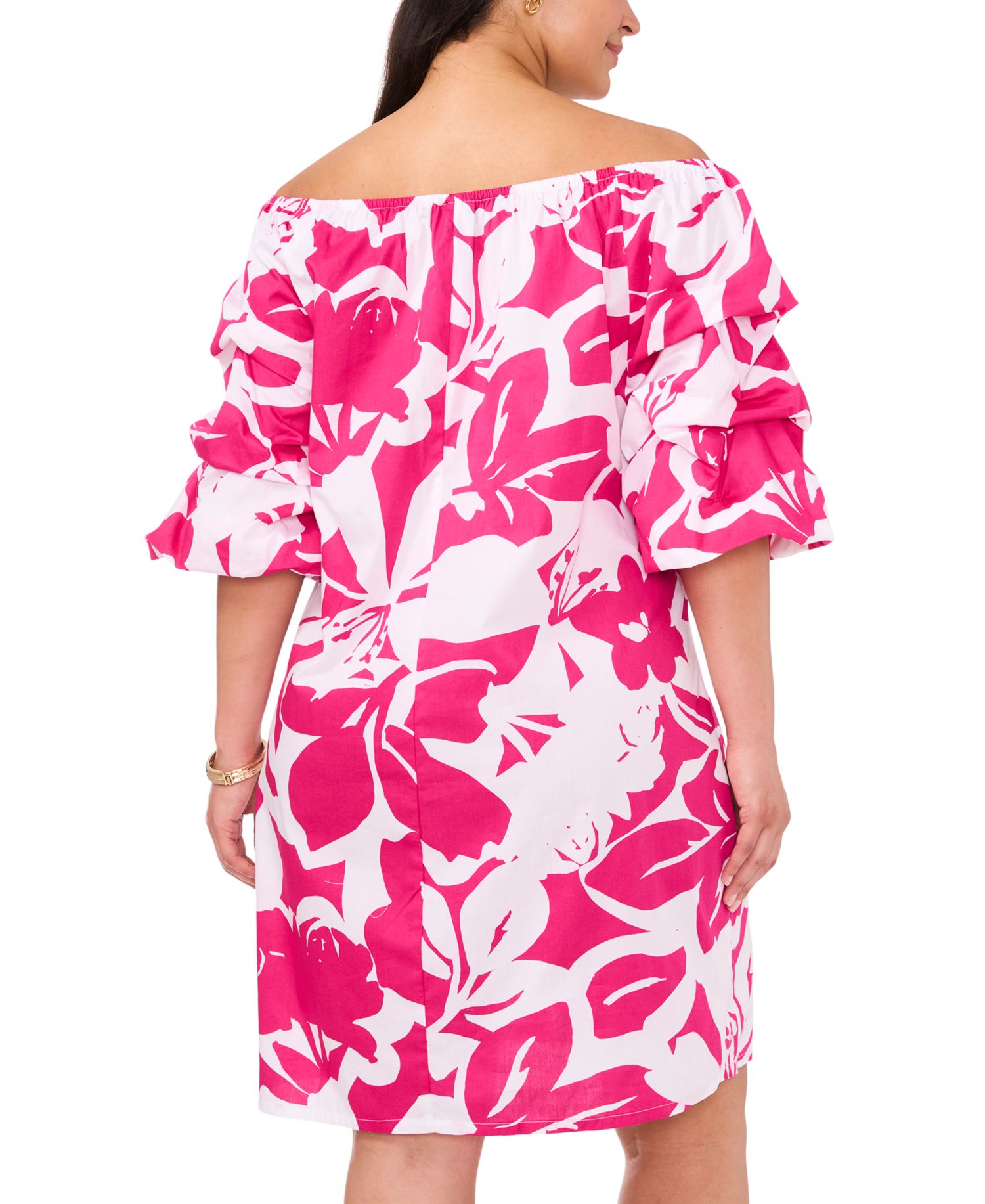 Plus Size Printed Off-The-Shoulder Shift Dress