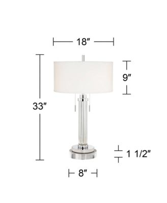 Cadence Modern Table Lamp with Square Riser 33" Tall Glass Column Shade for Bedroom Living Room Bedside Nightstand Office