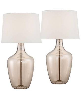 Ania 31" Tall Jar Large Modern Glam End Table Lamps Set of 2 Clear Champagne Glass Living Room Bedroom