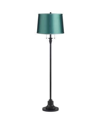 Dyna Traditional 58" Tall 2-Light Standing Floor Lamp Skinny Pole Pull Chain Finish Drum Soft Teal Shade