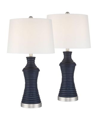 Maxwell 27 1/5"H Rippled Ceramic USB Table Lamp Set with Dimmer