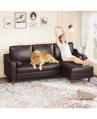 89" L-Shaped Sofa with Chaise, Mid-Century Modern 3-Seater Couch