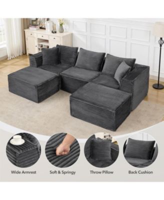 107" Cloud Sectional Sofa, U-Shaped Modular Couch with Chaise, Memory Foam