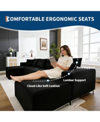 130" U-Shaped Modular Sectional Sofa, Boneless Cloud Couch with 2 Chaise and Pillows