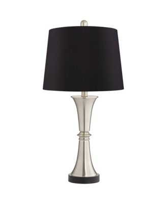 Seymore Modern Table Lamps 26" High Set of 2 Silver with USB Charging Port LED Touch On Faux Drum Shade for Bedroom Desk