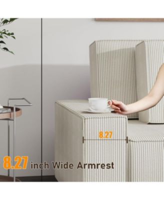 Corduroy Sectional Sofa, L-Shaped Couch with Deep Chaise for Living Room and Apartment