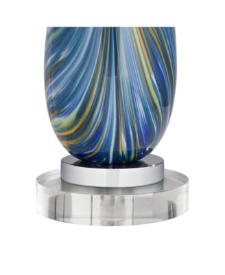 Pablo Modern Table Lamp with Round Riser 28 1/2" Tall  Art Glass Drum Shade for Bedroom Living Room Bedside Nightstand