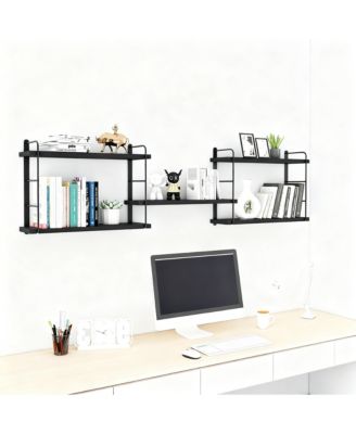 Wall Shelves Floating Wood Mounted Bookshelves Storage 40lb Capacity