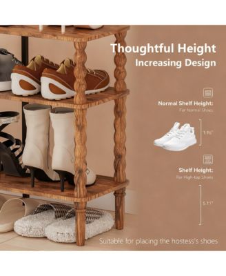 Shoe Rack 3 Tier Solid Wood Organizer Closet Entryway Stackable