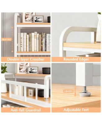 2-Tier Desktop Hutch Bookshelf Metal Grid Panel Storage Organizer