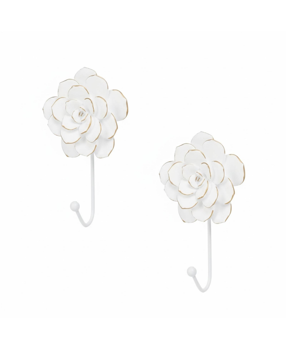 Yigii Flower Decorative Wall Hooks, 2-Piece Resin Wall-Mounted Hooks for Clothes, Towels