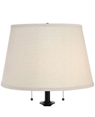 Spenser Rustic Farmhouse Floor Lamp with Riser 62 1/2" Tall Oiled Bronze Metal Linen Empire Shade for Living Room Bedroom Home